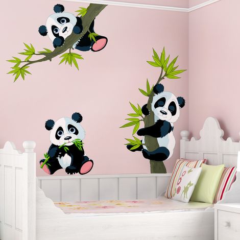 Sticker Mural Set Ours Panda Dimension 113cm X 170cm