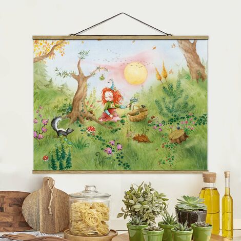 Tableau triptyque enfant 60 x 100 cm vert - encadrement gris