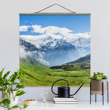 Impression sur toile montagnes paysage 100x75 cm xxl tableau