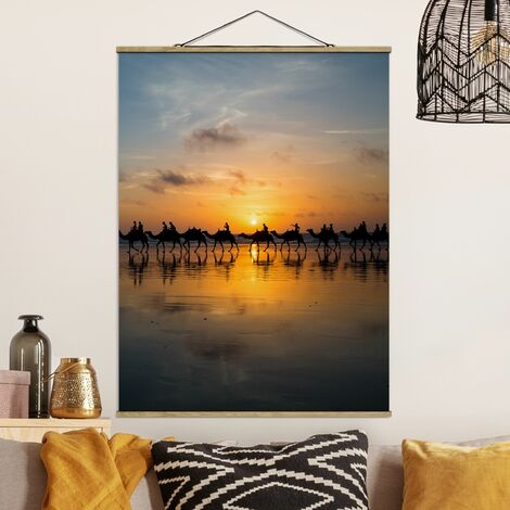 Tableau imprimé coucher de soleil cadre en bois noir 60x90 cm - SUNSET