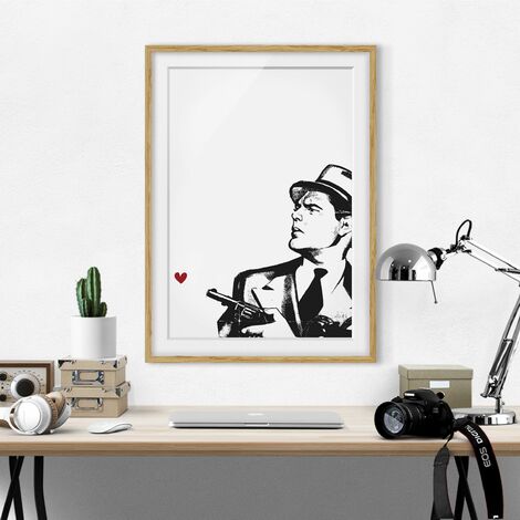 Poster encadré - Be Yourself Coco Chanel Dimension HxL: 24cm x 18cm,  Couleur cadre: Chêne