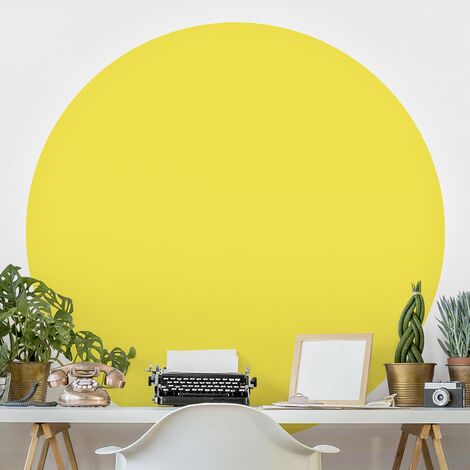 Papier peint rond autocollant - Colour Lemon Yellow Ø 50cm