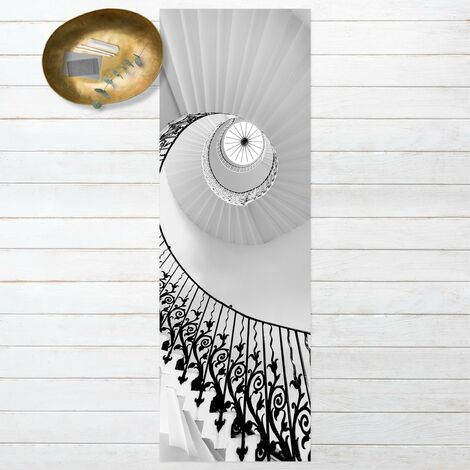 Tapis rond moderne en laine ivoire à spirales - Inspiration Luxe
