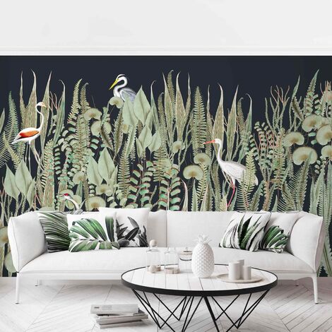 Papier peint Soie Mural Oiseaux Fog Forêt Moderne Salon Chambre à