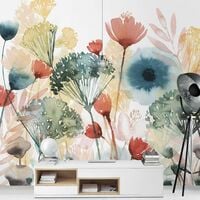 Papier peint intissé - Wild Flowers In Summer I - Mural Carré Dimension HxL: 192cm x 192cm