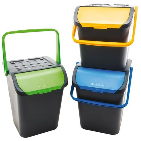 Set 3 Pattumiere Da Cucina 60L Con Coperchio - Impilabili, Con Filtro Antiodore, Per Differenziata - Foto 2