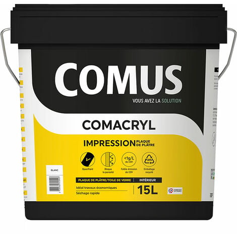 Sous-couche acrylique top rapport qualité/prix : Comus Comacryl Impression (15L) - Gris pour sous-couche