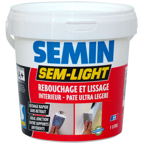 Enduit de rebouchage et lissage SEM-LIGHT Semin - 1L : Prêt à l'emploi et allégé SEM-LIGHT rend vos travaux faciles