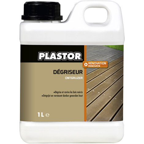 Nettoyant dégriseur pour terrasse Plastor - 1L : ravivez et retrouvez la couleur d'origine de vos bois de terrasse