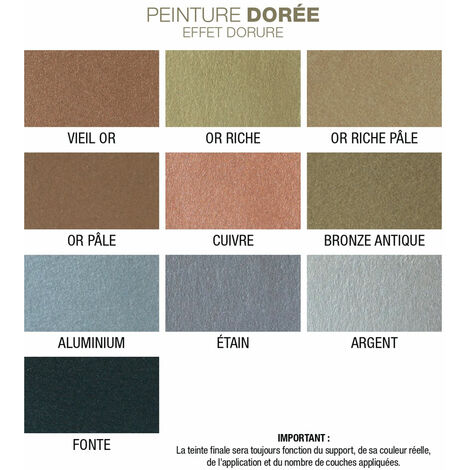 Peinture métallique effet or riche, or riche pâle ou or pâle 0,125L : intérieur et extérieur, à base de vrais pigments métalliques - Effet Or Pâle