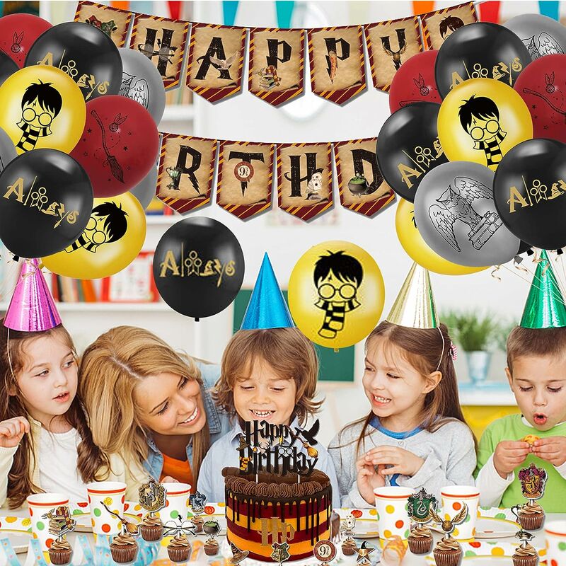 Smileh Decoration De Fete D Anniversaire Triomphe Harry Potter Ballons Joyeux Anniversaire Banniere Decorations De Gateau Toppers Pour Enfants Magicien Wizard Deco De Fete De Anniversaire