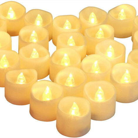 24 Paquets Bougies Chauffe-Plat à LED Scintillantes Bougies sans Flamme Bougies à Thé Votives à Piles avec Lumière Jaune Chaude pour Mariage Noël Anniversaire Noir