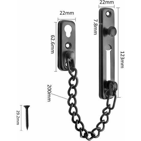AUTUUCKEE Chaîne de sécurité pour porte avec serrure de porte Noir chaîne en acier inoxydable pour déverrouillage de clé externe serrures de porte internes 