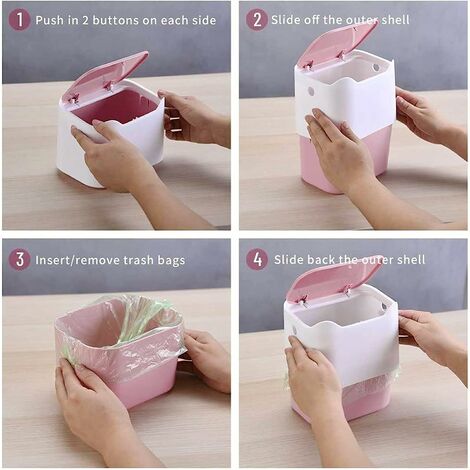 Petite Poubelle De Table Triomphe Mini Poubelle De Table Portable Couvercle De Type Presse Support De Boite A Mouchoirs De Bureau Pour Bureau A Domicile Cuisine Chambre Salle De Bain Voiture White