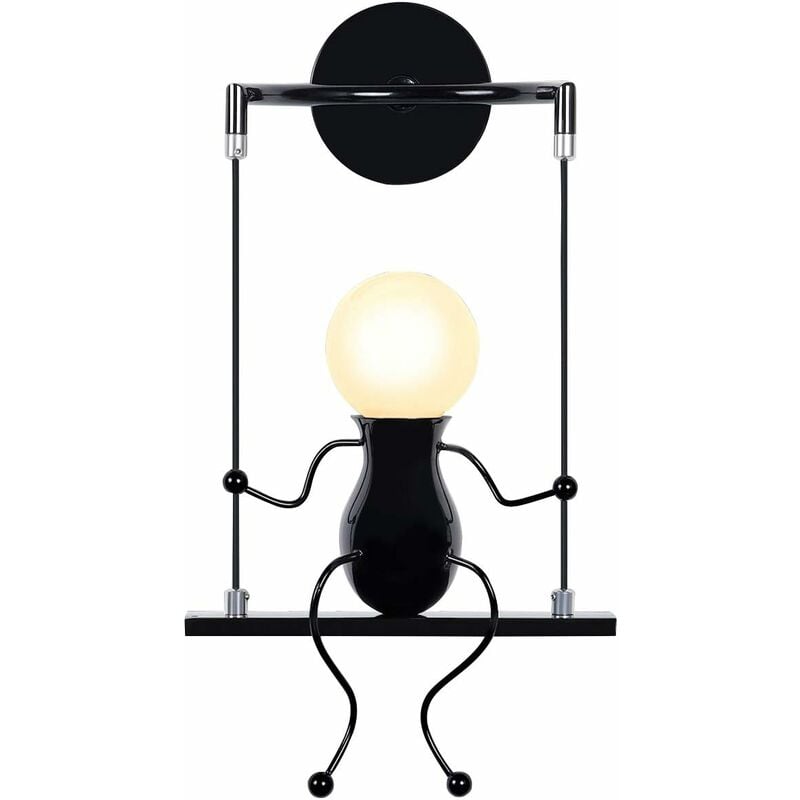 Applique Murale Créatif Industriel Luminaire E27 pour Chambre d'enfant Couloir Loft Bar Noir - 1Pcs