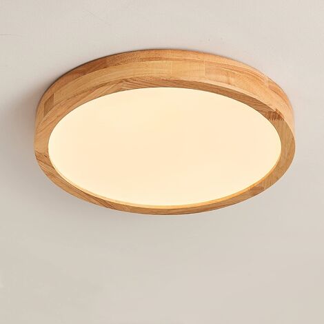 Plafonnier LED en Métal Bois Ø20CM Plafonnier Lampe 24W Luminiare de Plafond Rond pour Chambre Cuisine Salon 3000K/ Lumière Chaud