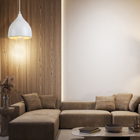 Suspension noire pour couloir, lampe suspendue en verre pour salle à manger, plafonnier noir, design cage, blanc opale, 1x E27, PxH 23 x 150 cm