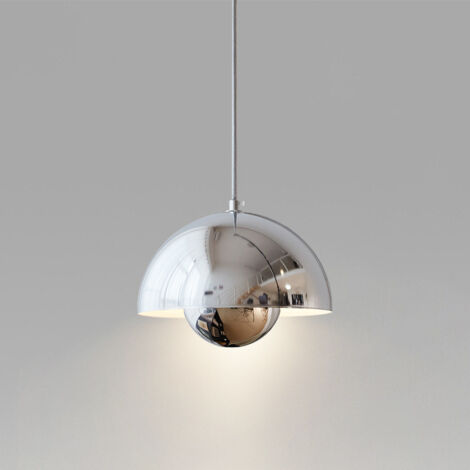 Wottes – Lustre suspendu moderne argent – Hauteur réglable 1,5M – Ø23CM – Matériaux métalliques anticorrosifs – Pour espaces variés