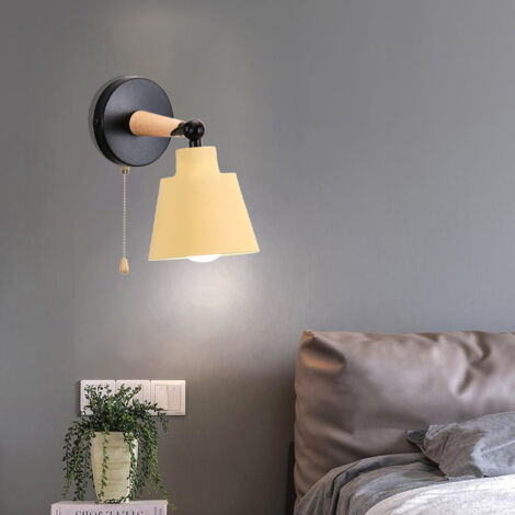 Applique Murale Industrielle Vintage Lampe Murale Métal Bois Éclairage Murale Réglable E27 Ø12CM Jaune Clair - 1Pcs (1/5)
