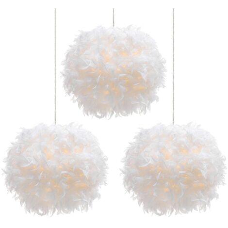 Wottes – Lustre moderne en plumes Ø35cm – Abat-jour chromé E27 – Hauteur 30cm – Longueur cordon réglable 100cm – Pour salon, chambre, bureau