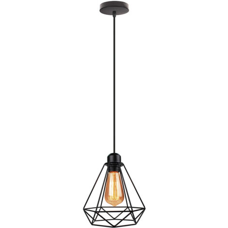 Lampes Suspensions Vintage Lustre Suspension en Métal Abat-jour Luminaire Forme de Cage pour Bar Chambre Cuisine Noir - 1Pcs (1/5)
