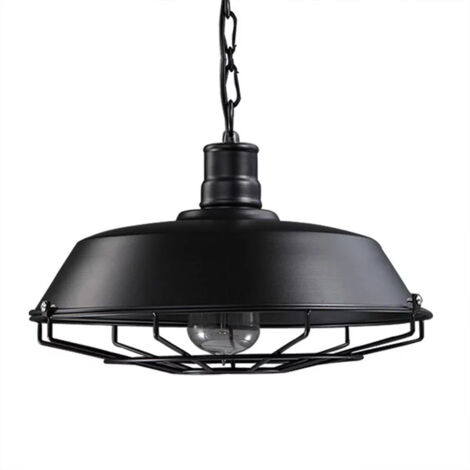 Lustre Suspension Industriel Vintage Luminaire Plafonnier Abat-jour Métal Lampe à Suspension Réglable E27 Noir Ø26CM - 1Pcs (1/4)