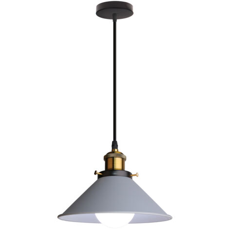 E27 Lustre Suspension Vintage Industriel Luminaire Plafonnier Intérieur Lampe à Suspension Réglable Ø22CM Gris - 1Pcs (1/4)