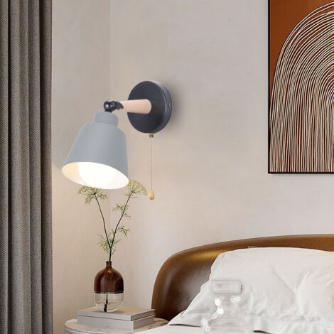 Applique Murale Industrielle Vintage Lampe Murale Métal Bois Éclairage Murale Réglable E27 Ø12CM Gris - 1Pcs (1/5)