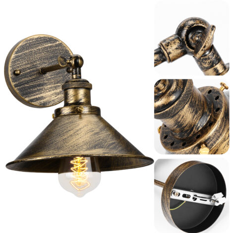 E27 Applique Murale Industrielle Rétro Lampe Murale Réglable Éclairage Murale Intérieur Ø22CM Rouille - 1Pcs (1/5)