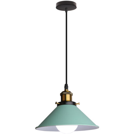 E27 Lustre Suspension Vintage Industriel Luminaire Plafonnier Intérieur Lampe à Suspension Réglable Ø22CM Vert - 1Pcs