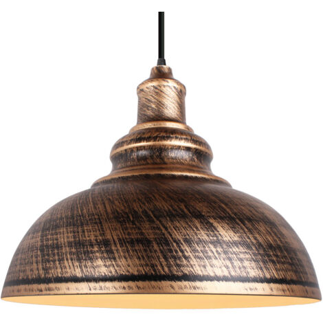 Wottes – Lustre suspension industriel rétro E27 – Abat-jour en fer laiton Ø29 cm – Luminaire réglable pour espaces modernes – 1 pièce