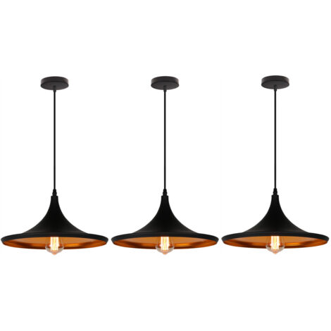 Lustre Suspension Rétro E27 Luminaire de Plafond Métal Plafonnier Lamp Intérieur pour Cuisine Chambre Café Restaurant - 3Pcs (1/5)