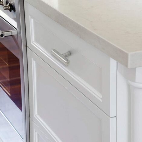 Lot de 10 Poignée Meuble Cuisine Forme de T Barre de Tiroir en Acier Inoxydable Bouton de Armoire Argenté 6CM (1/5)