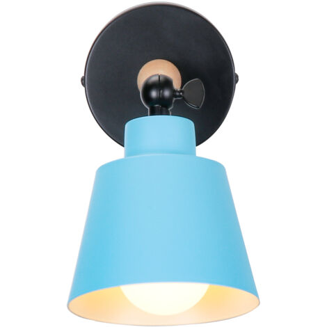 Applique Murale Moderne Lamp Murale Créative Minimaliste Luminaire Applique Murale Métal Bois E27 Bleu Ø12CM - 1Pcs (1/5)