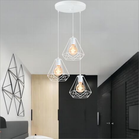 E27 Suspension Luminaire Industrielle Vintage Lampe à Suspension Réglable Lustre Suspension Intérieur Ø20CM - Blanc (1/5)