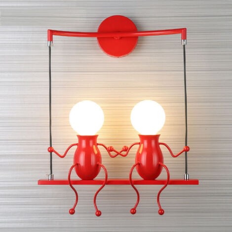 Applique Murale Créatif E27 Luminaire Moderne Industriel pour Chambre d'enfant Couloir Loft Rouge - 1Pcs (1/2)