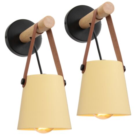 Applique Murale Moderne Lampe Murale Métal Luminaires Murale Interieur Créative E27 pour Chambre Chevet Salon Café Jaune - 2Pcs (1/5)