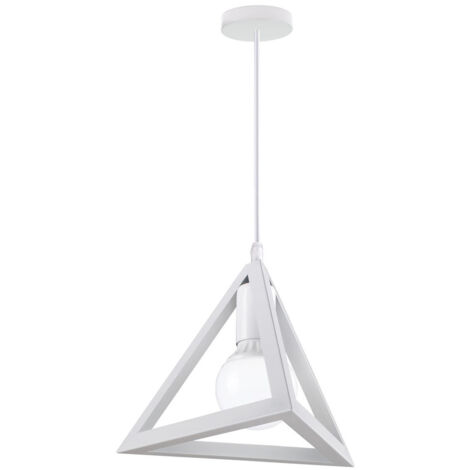 E27 Lampe de Suspension Moderne Lustre Suspension Triangle Blanc Luminaire Plafonnier Réglable pour Chambre Salon Couloir - 1Pcs (1/5)