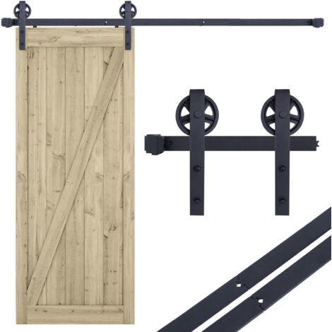 183CM/6FT Kit Quincaillerie de Porte Coulissante Coulissante Rail pour Système Quincaillerie à Célibataire Porte (1/5)
