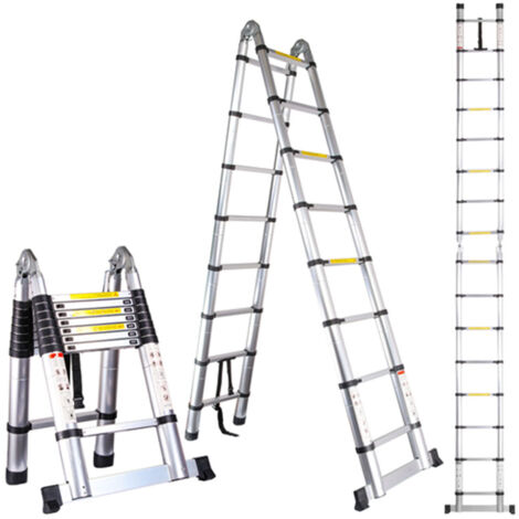 Échelle Télescopique de 3.2M(1.6+1.6) Échelle Pliante Polyvalente Charge 150 kg Escabeau Télescopique Aluminium (1/4)