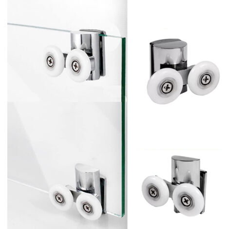 Lot de 4 Roulettes de Porte de Douche Ø23MM Roues porte Coulissante Douche (2 en haut + 2 en bas) (1/4)