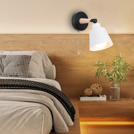 Applique Murale Industrielle Vintage Lampe Murale Métal Bois Éclairage Murale Réglable E27 Ø12CM Blanc - 1Pcs (1/5)