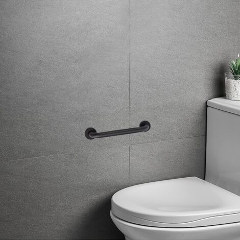 Barre d'Appui Dans Salle de Bain 40CM Poignée de Sécurité Équilibre Poignée de Baignoire Noir Porte Serviette (1/5)