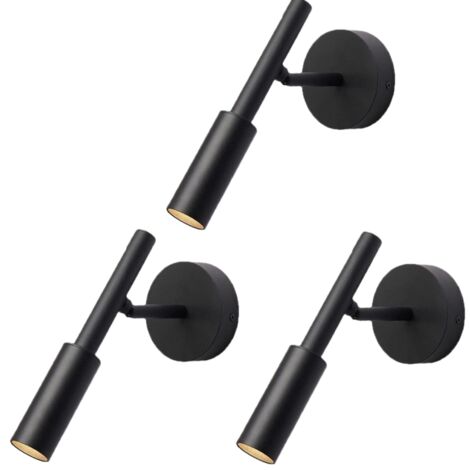Lot de 3 Applique Murale LED 5W Interieur Lampe de Chevet Murale Noir Liseuse de Chevet Rotatif Lumière Variable à Trois Couleurs (1/5)