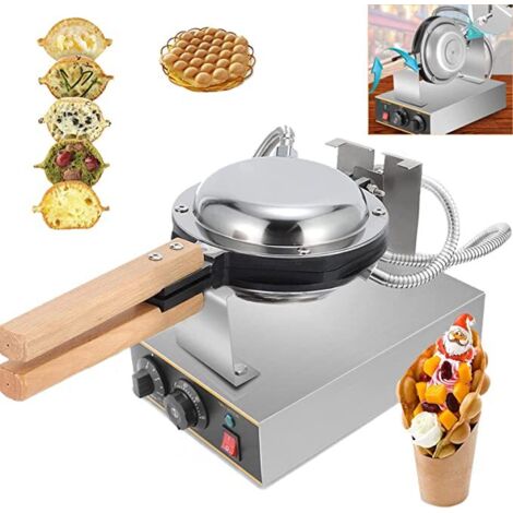 Machine à Gaufres à Bubble Waffle 1400W avec Revêtement Antiadhésif Réglage de la Température
