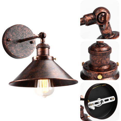 E27 Applique Murale Industrielle Rétro Lampe Murale Réglable Éclairage Murale Intérieur Ø22CM Rouille Rouge - 1Pcs (1/5)