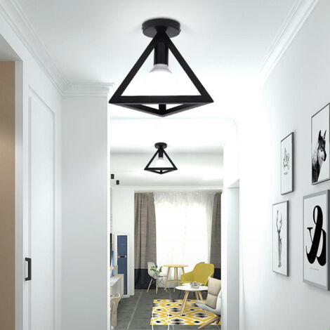 Plafonnier Moderne en Métal Lustre Suspension Géométrie Luminaire Éclairage Abat-jour pour Salon Chambre Café Bar Noir - 1Pcs