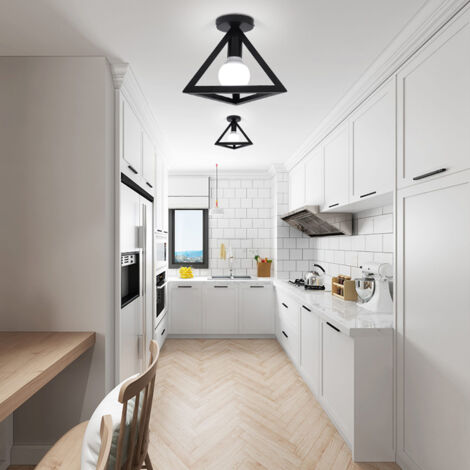 Plafonnier Moderne en Métal Lustre Suspension Géométrie Luminaire Éclairage Abat-jour pour Salon Chambre Café Bar Noir - 1Pcs