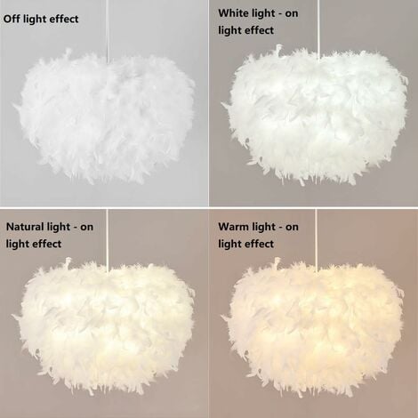 Lustre Suspension Moderne Suspension Luminaire Abat-Jour en Plume Lustre Blanch Ø45CM E27 pour Salon Chambre Bureau - 1Pcs