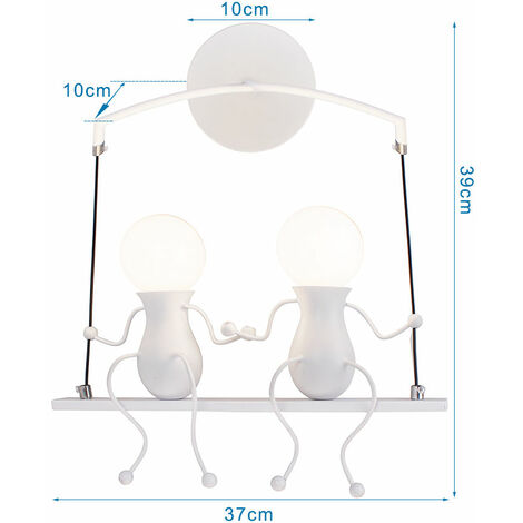 Applique Murale Créatif E27 Luminaire Moderne Industriel pour Chambre d'enfant Couloir Loft Blanc - 1Pcs